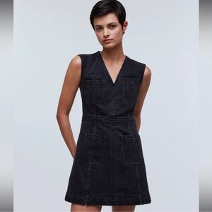 NWT Madewell Denim Cap-Sleeve Mini Dress in Tarrybrook Wash
